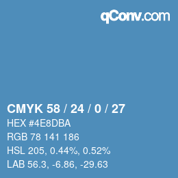 颜色代码: CMYK 58 / 24 / 0 / 27 | qconv.com