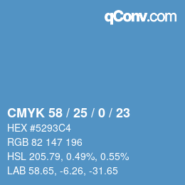 カラーコード: CMYK 58 / 25 / 0 / 23 | qconv.com
