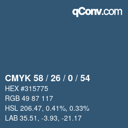 カラーコード: CMYK 58 / 26 / 0 / 54 | qconv.com