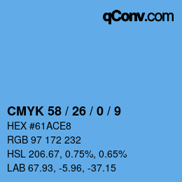カラーコード: CMYK 58 / 26 / 0 / 9 | qconv.com