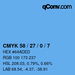 カラーコード: CMYK 58 / 27 / 0 / 7 | qconv.com