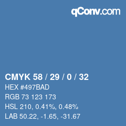 Color code: CMYK 58 / 29 / 0 / 32 | qconv.com