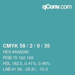 颜色代码: CMYK 58 / 2 / 0 / 35 | qconv.com