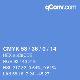 Color code: CMYK 58 / 36 / 0 / 14 | qconv.com