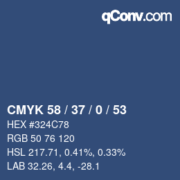 Color code: CMYK 58 / 37 / 0 / 53 | qconv.com