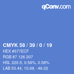 Color code: CMYK 58 / 39 / 0 / 19 | qconv.com