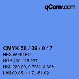 Farbcode: CMYK 58 / 39 / 0 / 7 | qconv.com