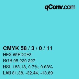 Color code: CMYK 58 / 3 / 0 / 11 | qconv.com