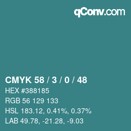 カラーコード: CMYK 58 / 3 / 0 / 48 | qconv.com