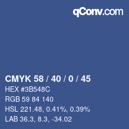 Color code: CMYK 58 / 40 / 0 / 45 | qconv.com
