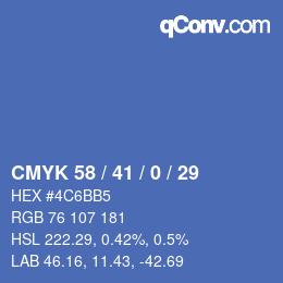 Farbcode: CMYK 58 / 41 / 0 / 29 | qconv.com