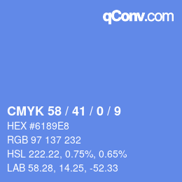 カラーコード: CMYK 58 / 41 / 0 / 9 | qconv.com