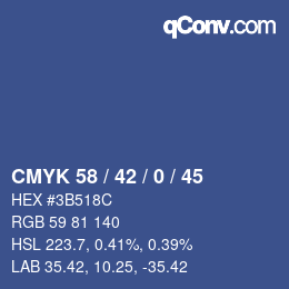 カラーコード: CMYK 58 / 42 / 0 / 45 | qconv.com