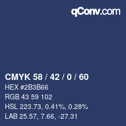 颜色代码: CMYK 58 / 42 / 0 / 60 | qconv.com