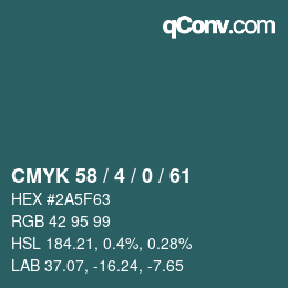 カラーコード: CMYK 58 / 4 / 0 / 61 | qconv.com