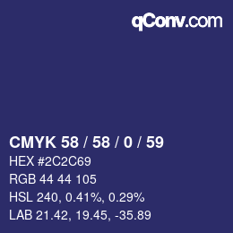 Color code: CMYK 58 / 58 / 0 / 59 | qconv.com