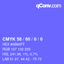 Color code: CMYK 58 / 60 / 0 / 0 | qconv.com