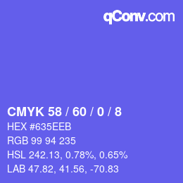 カラーコード: CMYK 58 / 60 / 0 / 8 | qconv.com