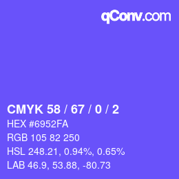 颜色代码: CMYK 58 / 67 / 0 / 2 | qconv.com
