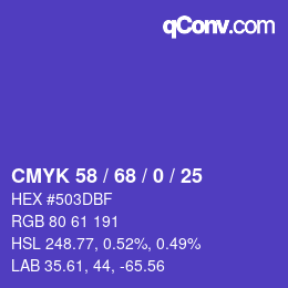 Color code: CMYK 58 / 68 / 0 / 25 | qconv.com