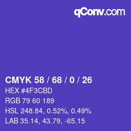 颜色代码: CMYK 58 / 68 / 0 / 26 | qconv.com