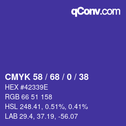 颜色代码: CMYK 58 / 68 / 0 / 38 | qconv.com