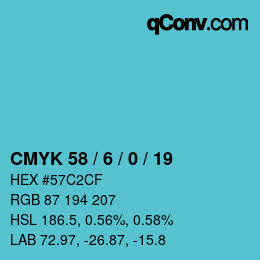 カラーコード: CMYK 58 / 6 / 0 / 19 | qconv.com