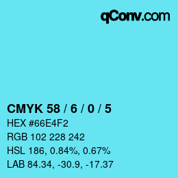 颜色代码: CMYK 58 / 6 / 0 / 5 | qconv.com