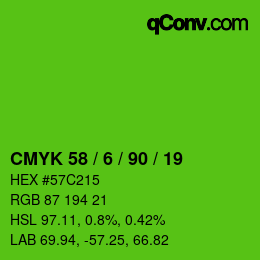 カラーコード: CMYK 58 / 6 / 90 / 19 | qconv.com