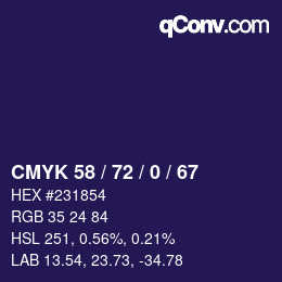 Color code: CMYK 58 / 72 / 0 / 67 | qconv.com