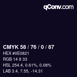 Color code: CMYK 58 / 76 / 0 / 87 | qconv.com