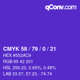 颜色代码: CMYK 58 / 79 / 0 / 21 | qconv.com