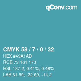 Código de color: CMYK 58 / 7 / 0 / 32 | qconv.com