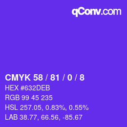 カラーコード: CMYK 58 / 81 / 0 / 8 | qconv.com