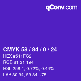 颜色代码: CMYK 58 / 84 / 0 / 24 | qconv.com