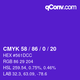 颜色代码: CMYK 58 / 86 / 0 / 20 | qconv.com
