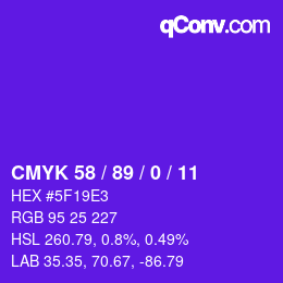 カラーコード: CMYK 58 / 89 / 0 / 11 | qconv.com