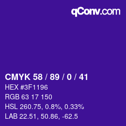 カラーコード: CMYK 58 / 89 / 0 / 41 | qconv.com