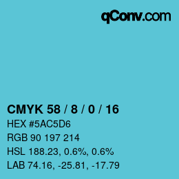 カラーコード: CMYK 58 / 8 / 0 / 16 | qconv.com