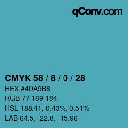 Color code: CMYK 58 / 8 / 0 / 28 | qconv.com