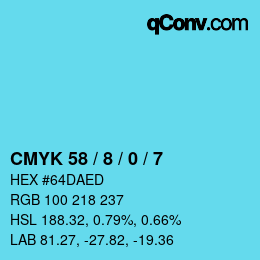 Color code: CMYK 58 / 8 / 0 / 7 | qconv.com