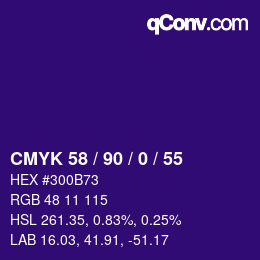 カラーコード: CMYK 58 / 90 / 0 / 55 | qconv.com