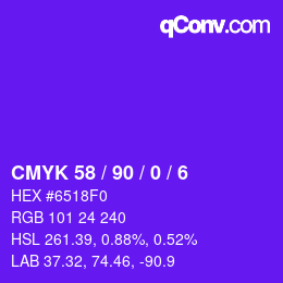 颜色代码: CMYK 58 / 90 / 0 / 6 | qconv.com