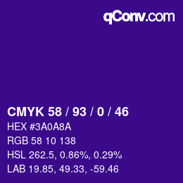 Color code: CMYK 58 / 93 / 0 / 46 | qconv.com