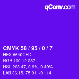 颜色代码: CMYK 58 / 95 / 0 / 7 | qconv.com