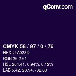 Color code: CMYK 58 / 97 / 0 / 76 | qconv.com