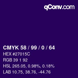 Color code: CMYK 58 / 99 / 0 / 64 | qconv.com