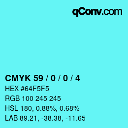 颜色代码: CMYK 59 / 0 / 0 / 4 | qconv.com
