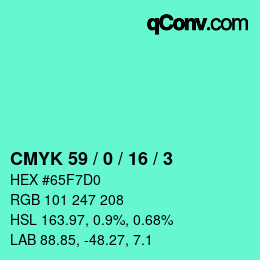 Color code: CMYK 59 / 0 / 16 / 3 | qconv.com