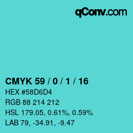 Código de color: CMYK 59 / 0 / 1 / 16 | qconv.com